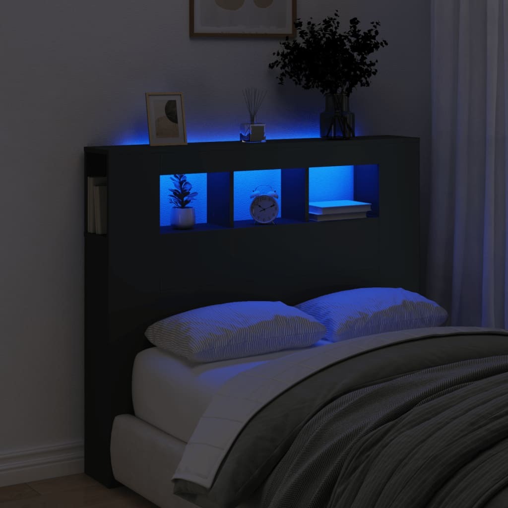 LED Headboard Black 120x18.5x103.5 cm Engineered Wood