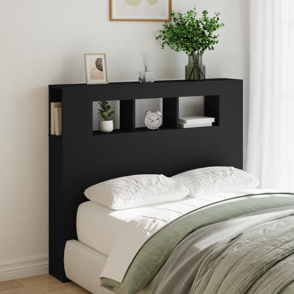 LED Headboard Black 120x18.5x103.5 cm Engineered Wood