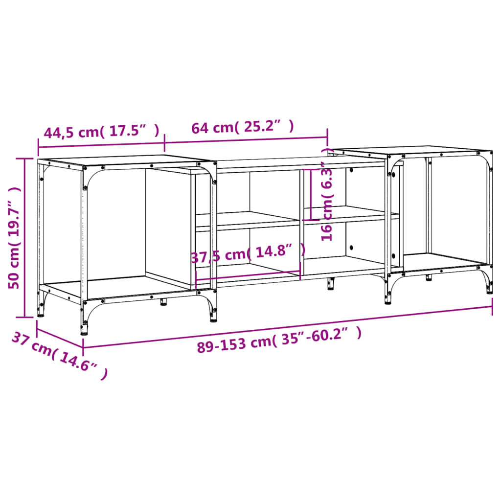 TV Cabinet Black 153x37x50 cm Engineered Wood