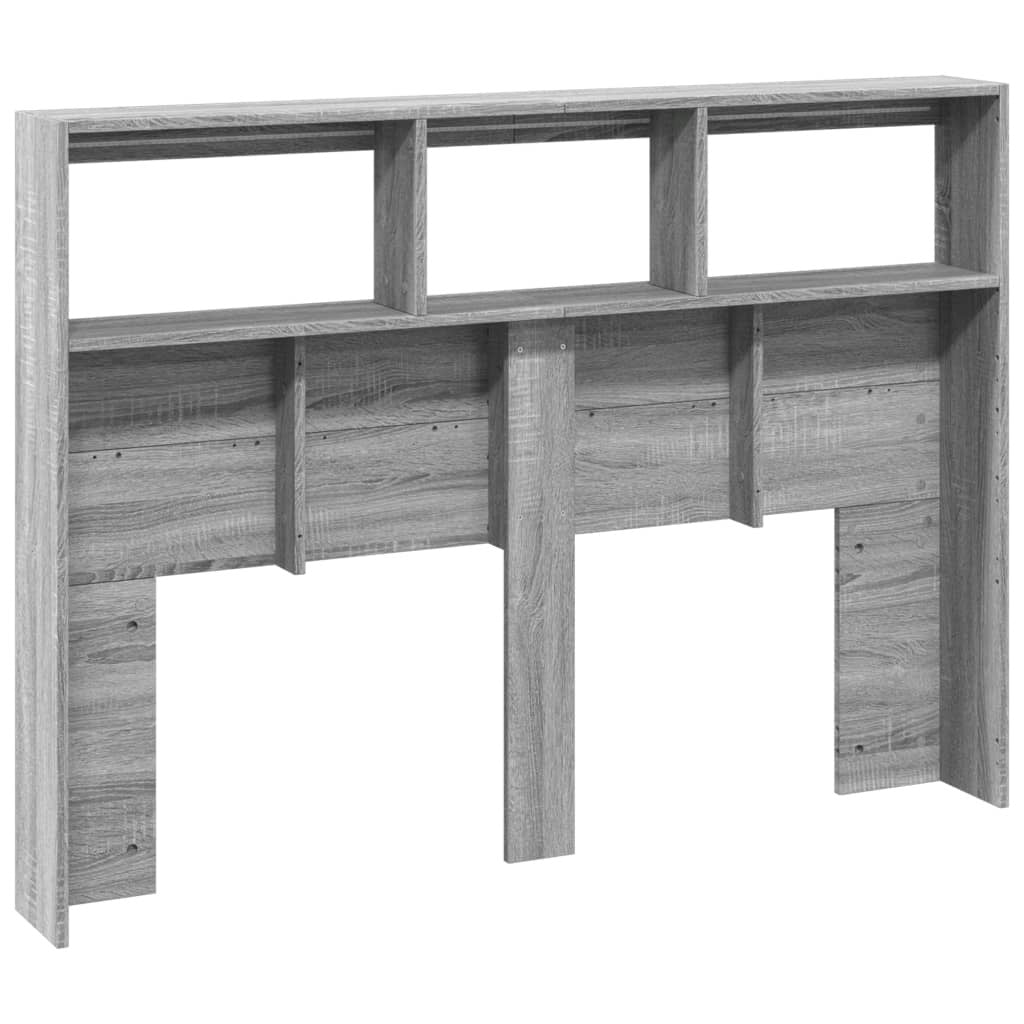 Headboard Cabinet with LED Grey Sonoma 140x17x102 cm