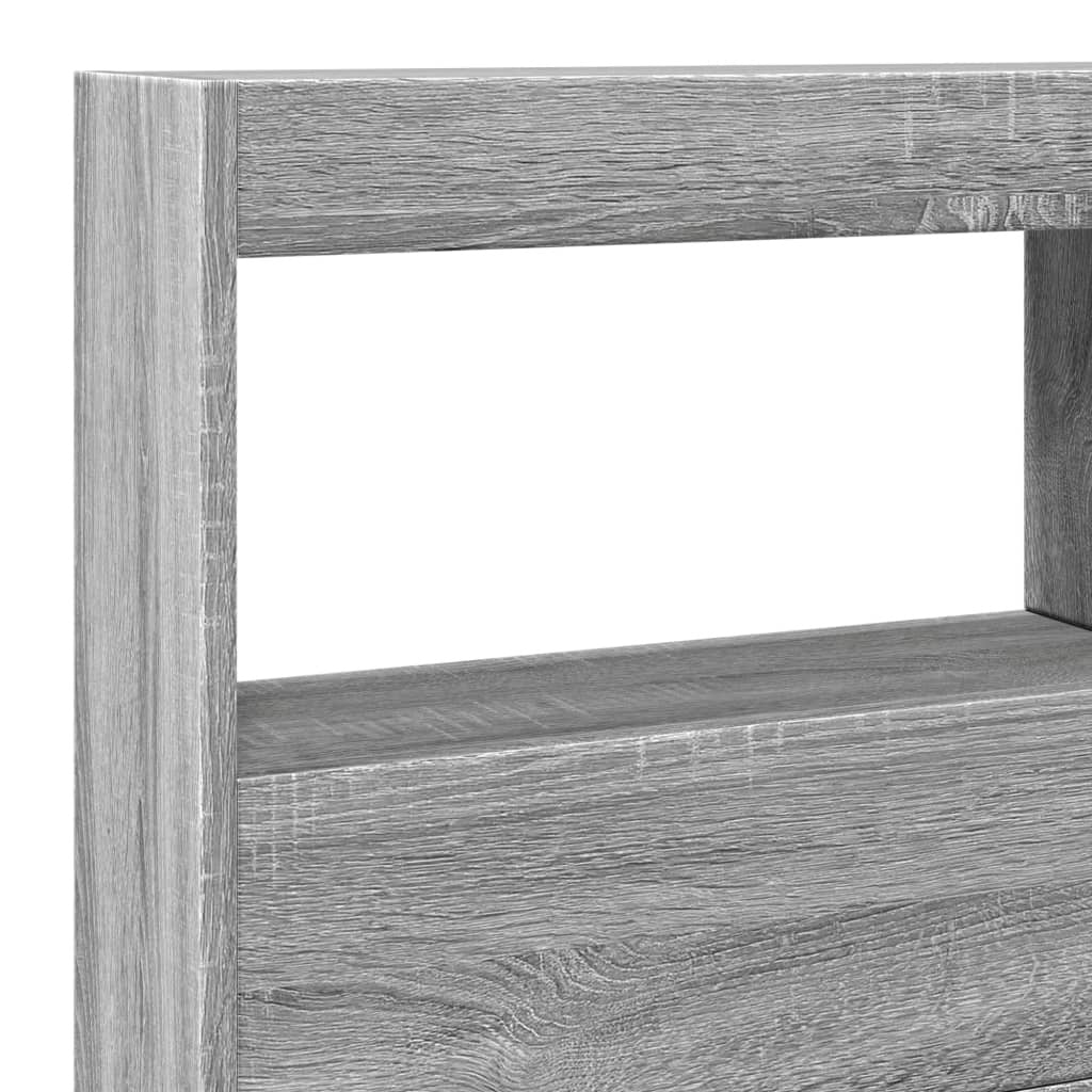 Headboard Cabinet with LED Grey Sonoma 140x17x102 cm
