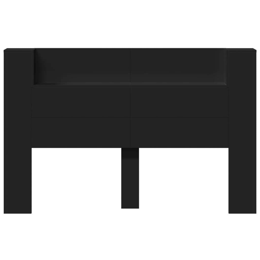 Headboard Cabinet with LED Black 160x16.5x103.5 cm