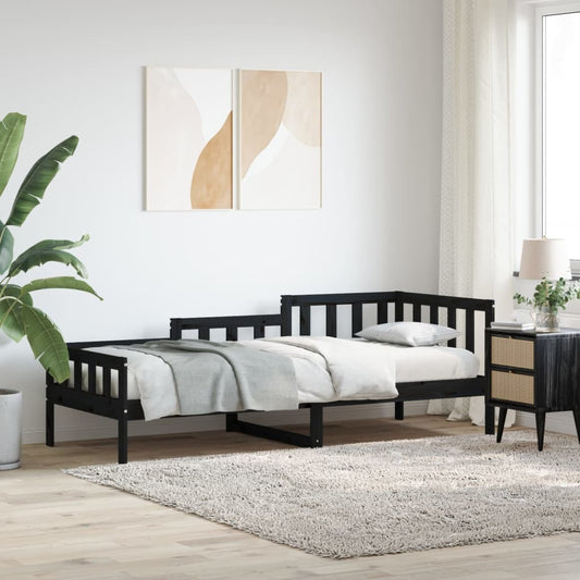 Day Bed without Mattress Black 80x200 cm Solid Wood Pine