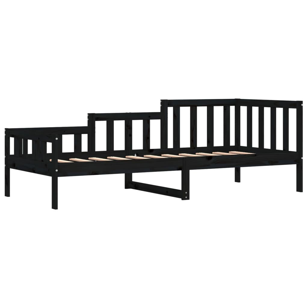 Day Bed Black 90x190 cm Solid Wood Pine