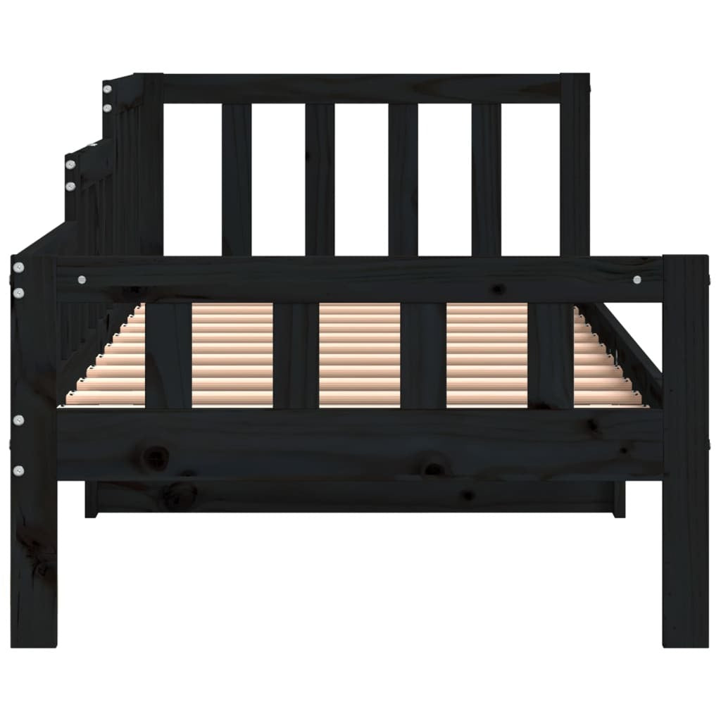 Day Bed Black 90x190 cm Solid Wood Pine