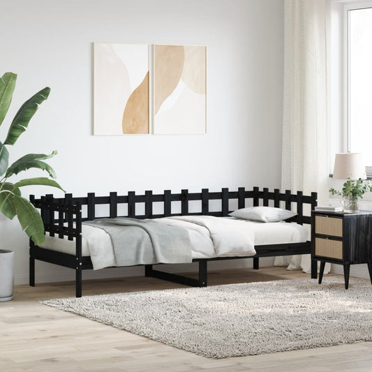 Day Bed Black 90x200 cm Solid Wood Pine