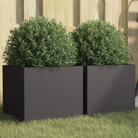 Planters 2 pcs Black 32x30x29 cm Steel