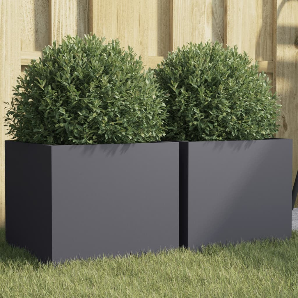 Planters 2 pcs Anthracite 32x30x29 cm Steel