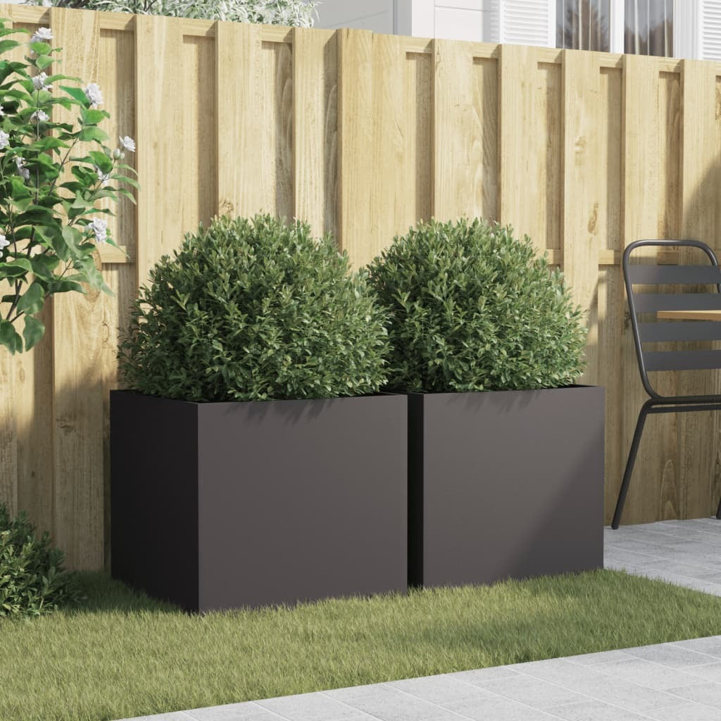 Planters 2 pcs Black 49x47x46 cm Steel