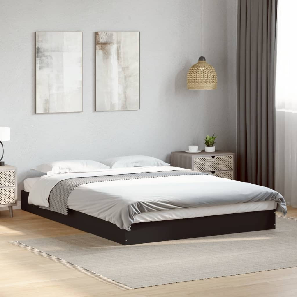 Bed Frame Black 140x200 cm Engineered Wood