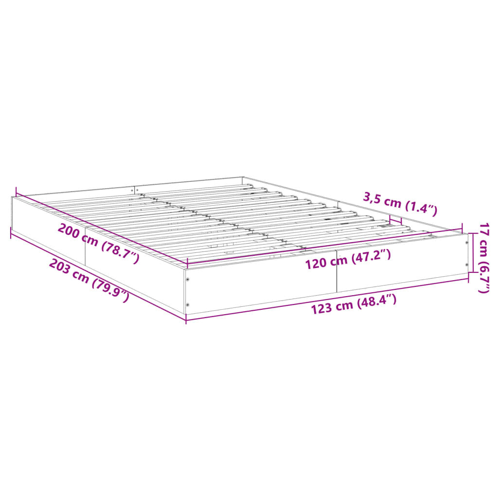 Bed Frame without Mattress Black 120x200 cm Engineered Wood