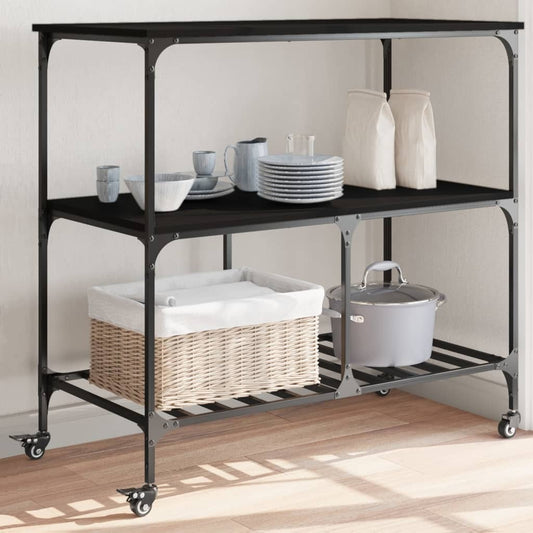 Kitchen Trolley Black 100x50x95 cm Engineered Wood