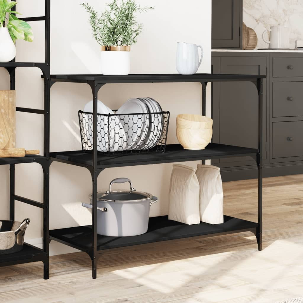 Kitchen Trolley Black 102x50x95 cm Engineered Wood