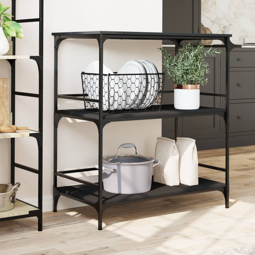 Kitchen Trolley Black 100.5x50x105 cm Engineered Wood