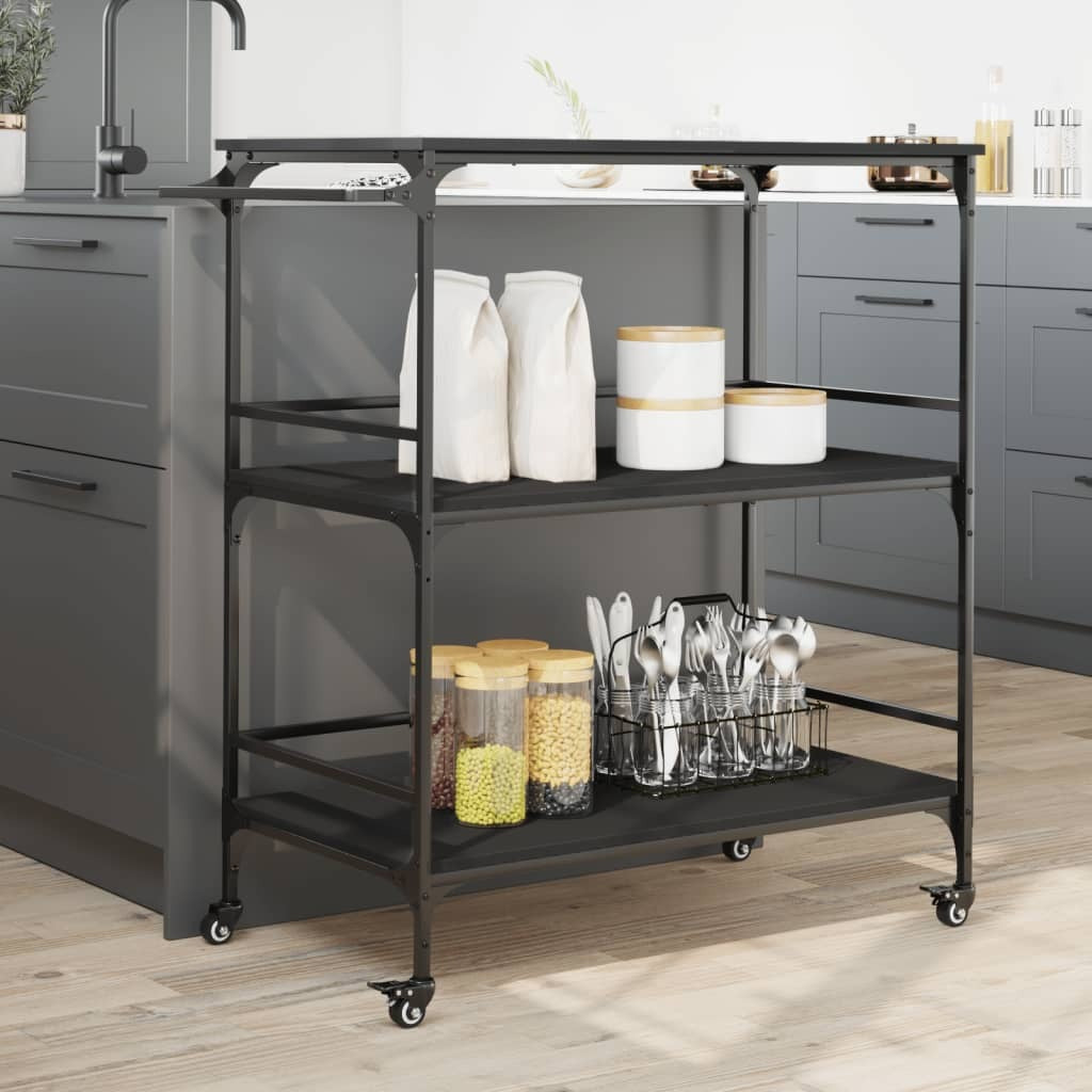 Kitchen Trolley Black 100.5x50x105 cm Engineered Wood