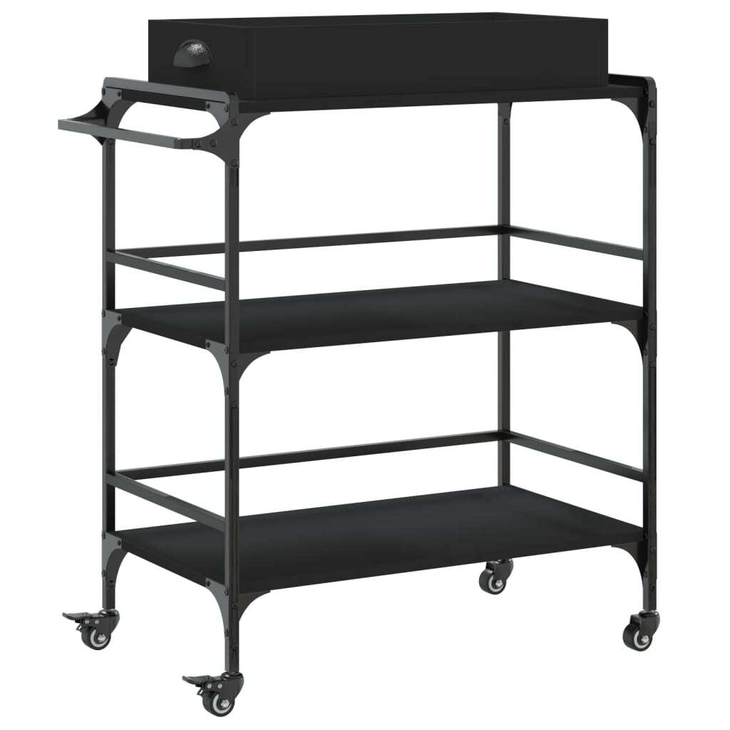 Kitchen Trolley Black 81.5x41x92.5 cm Engineered Wood