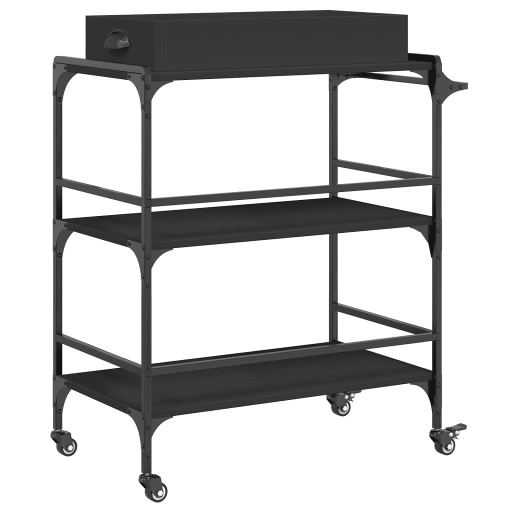 Kitchen Trolley Black 81.5x41x92.5 cm Engineered Wood