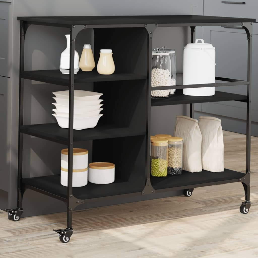 Kitchen Trolley Black 100x45x89.5 cm Engineered Wood