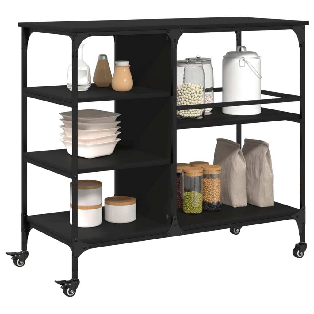 Kitchen Trolley Black 100x45x89.5 cm Engineered Wood