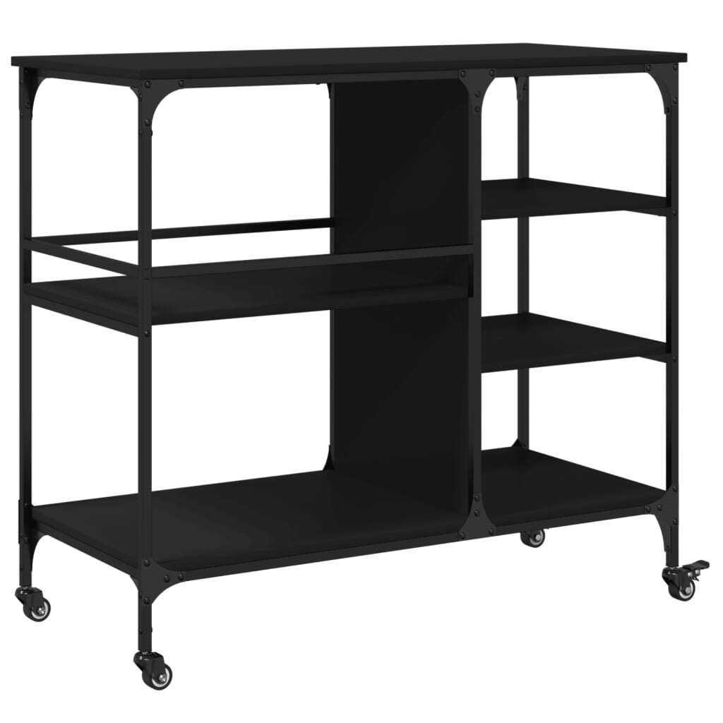 Kitchen Trolley Black 100x45x89.5 cm Engineered Wood