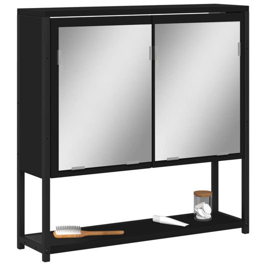 Bathroom Mirror Cabinet Black 60x16x60 cm Engineered Wood