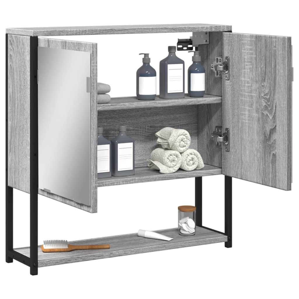 Bathroom Mirror Cabinet Grey Sonoma 60x16x60 cm Engineered Wood