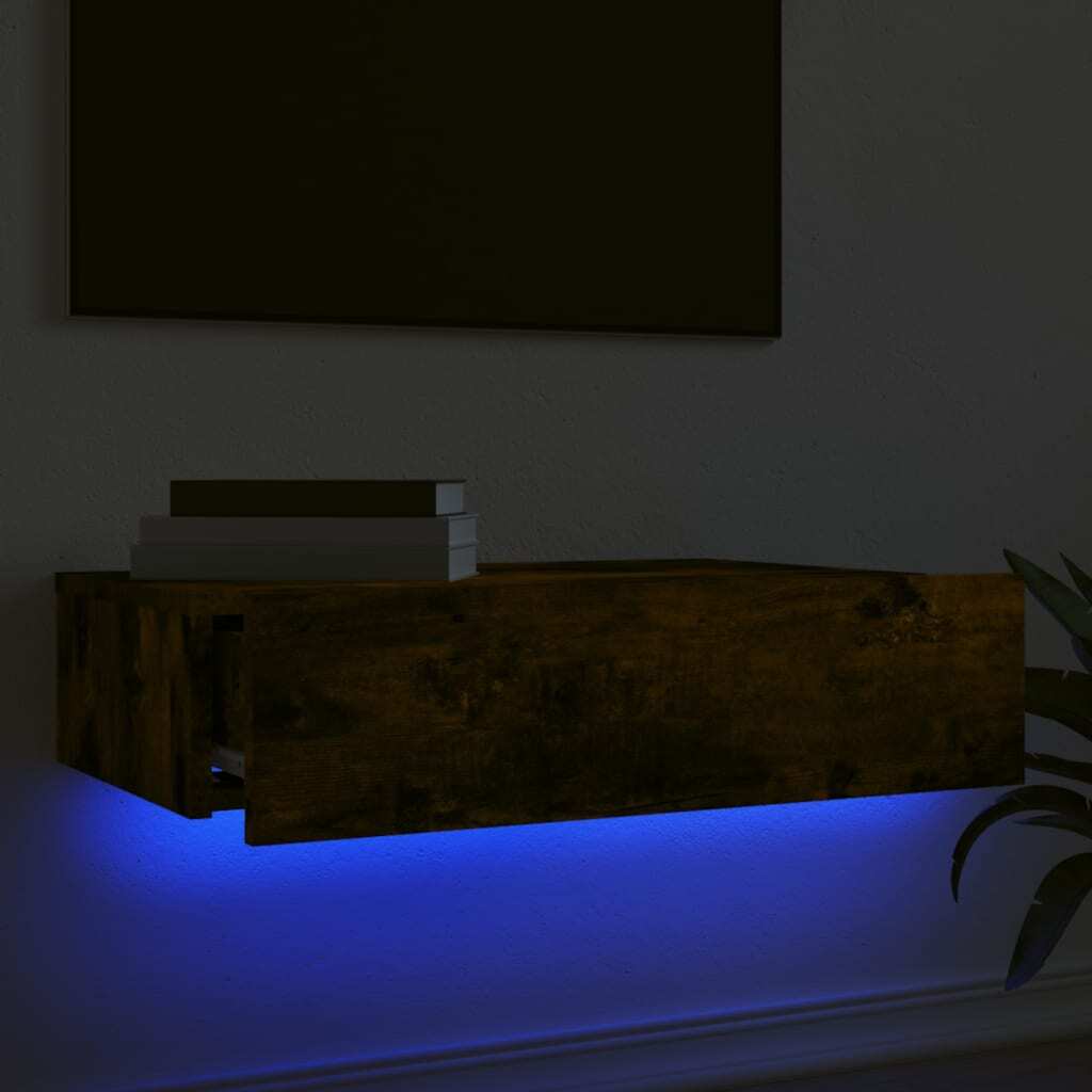 TV Cabinet with LED Lights Smoked Oak 60x35x15.5 cm