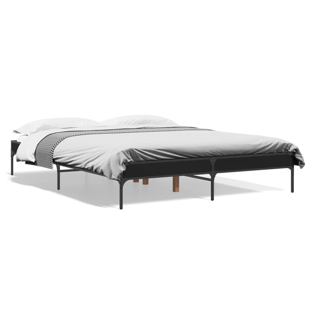 Bed Frame without Mattress Black 150x200 cm King Size