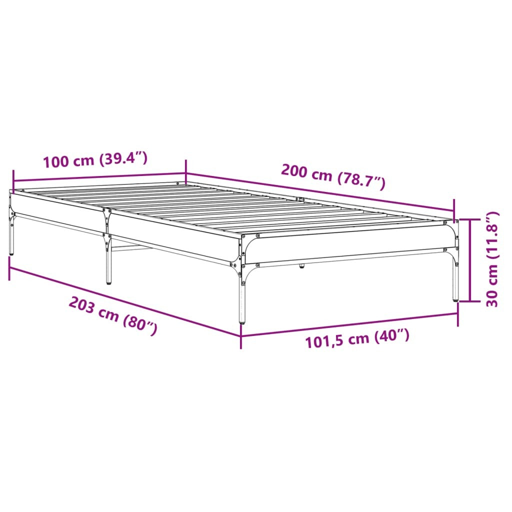 Bed Frame without Mattress Black 100x200 cm