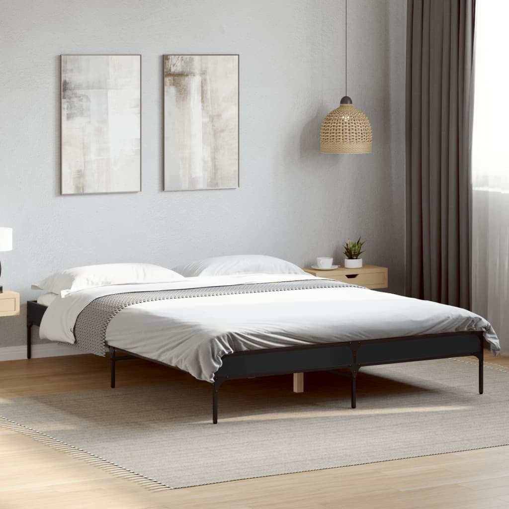 Bed Frame without Mattress Black 140x190 cm