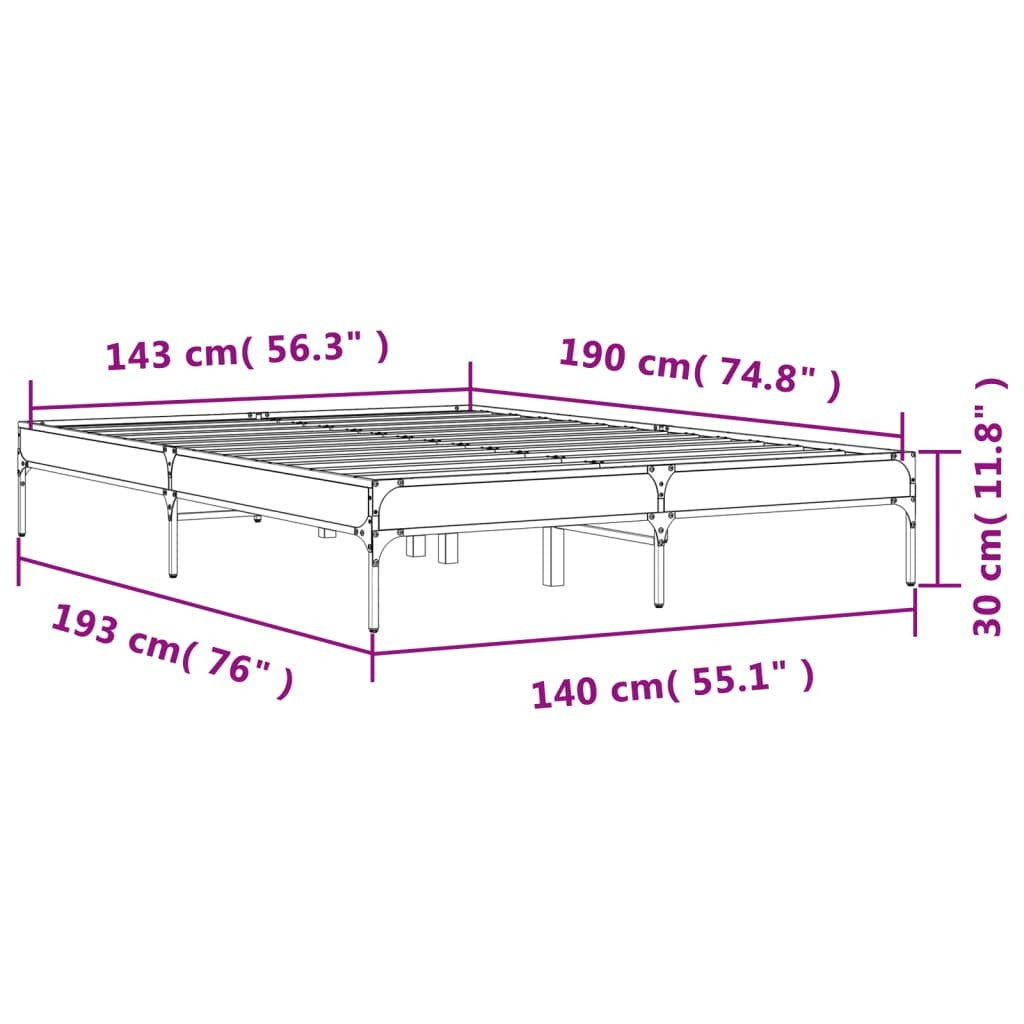 Bed Frame without Mattress Black 140x190 cm