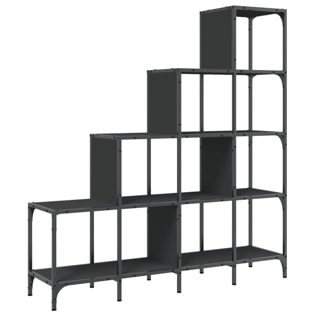 Bookcase Black 122x30x132 cm Engineered Wood and Metal