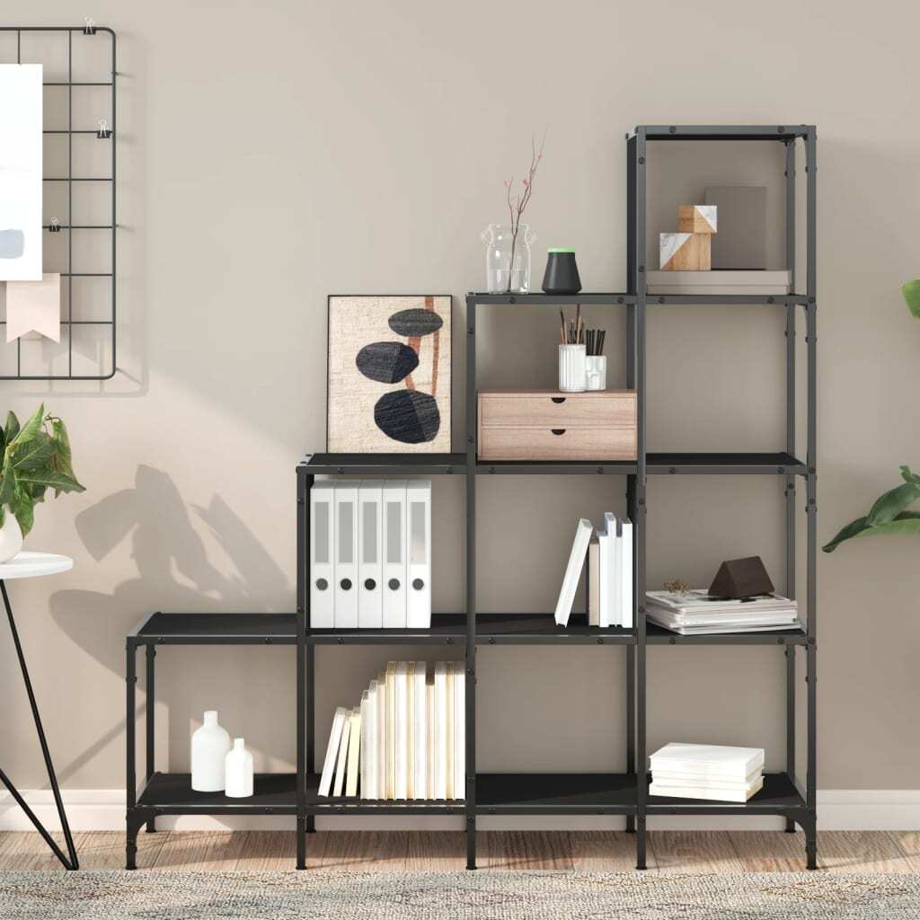 Bookcase Black 122x30x132 cm Engineered Wood and Metal