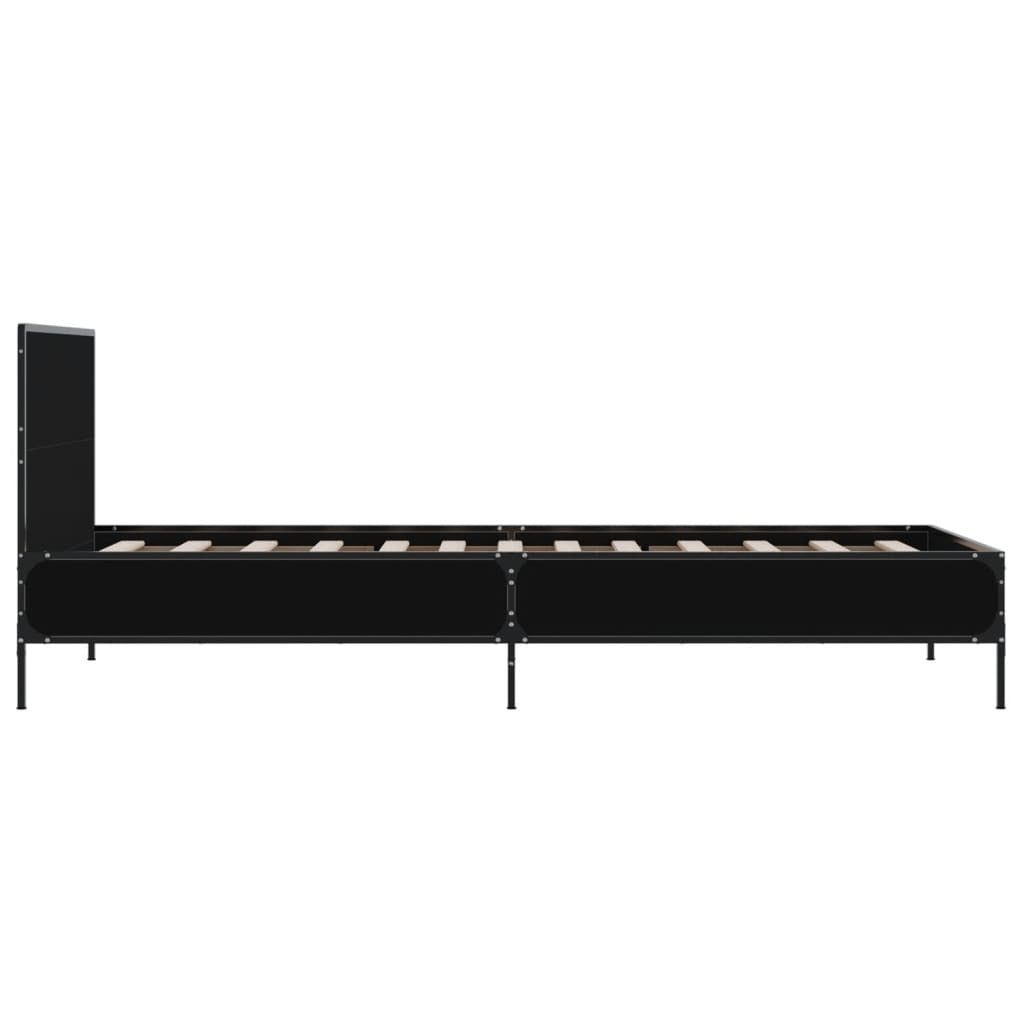 Bed Frame Black 90x190 cm Single Engineered Wood and Metal