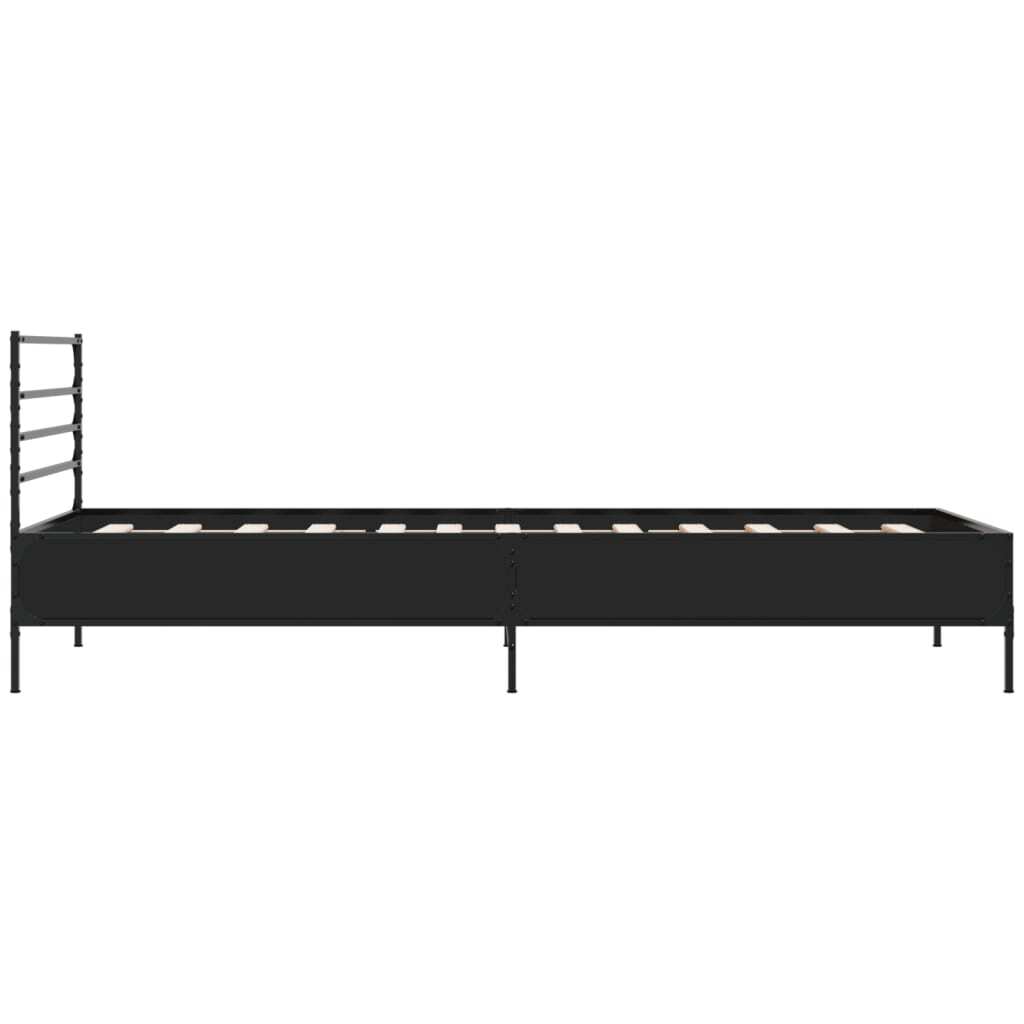 Bed Frame Black 75x190 cm Small Single Engineered Wood and Metal