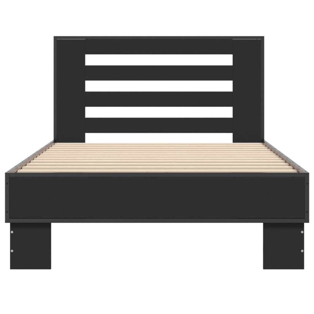 Bed Frame Black 100x200 cm Engineered Wood and Metal