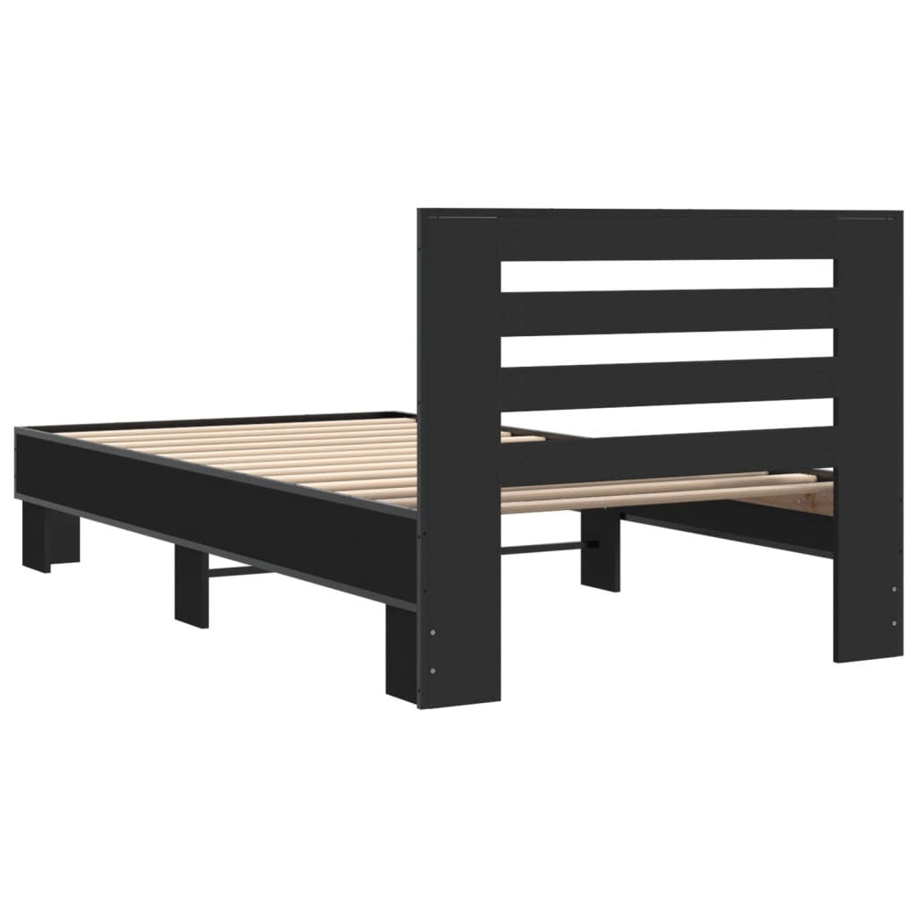 Bed Frame Black 100x200 cm Engineered Wood and Metal