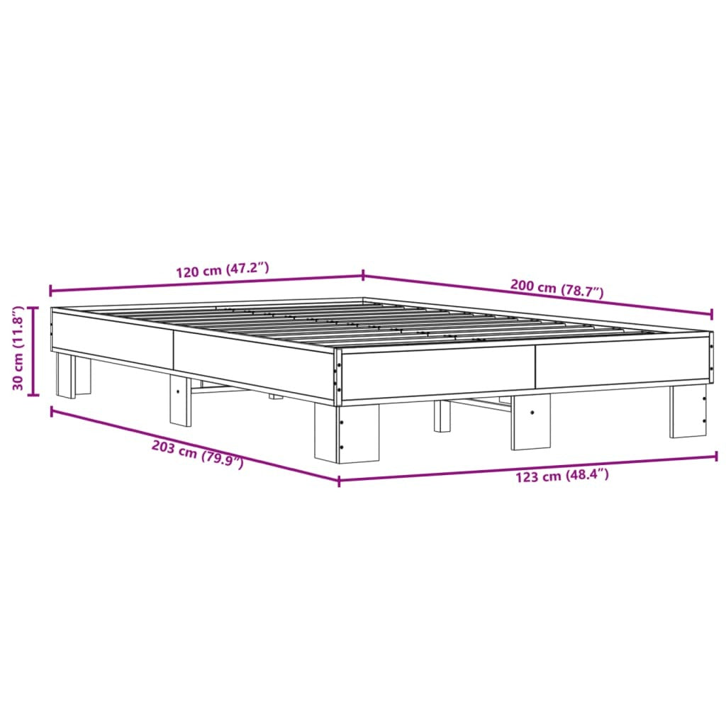 Bed Frame without Mattress Black 120x200 cm