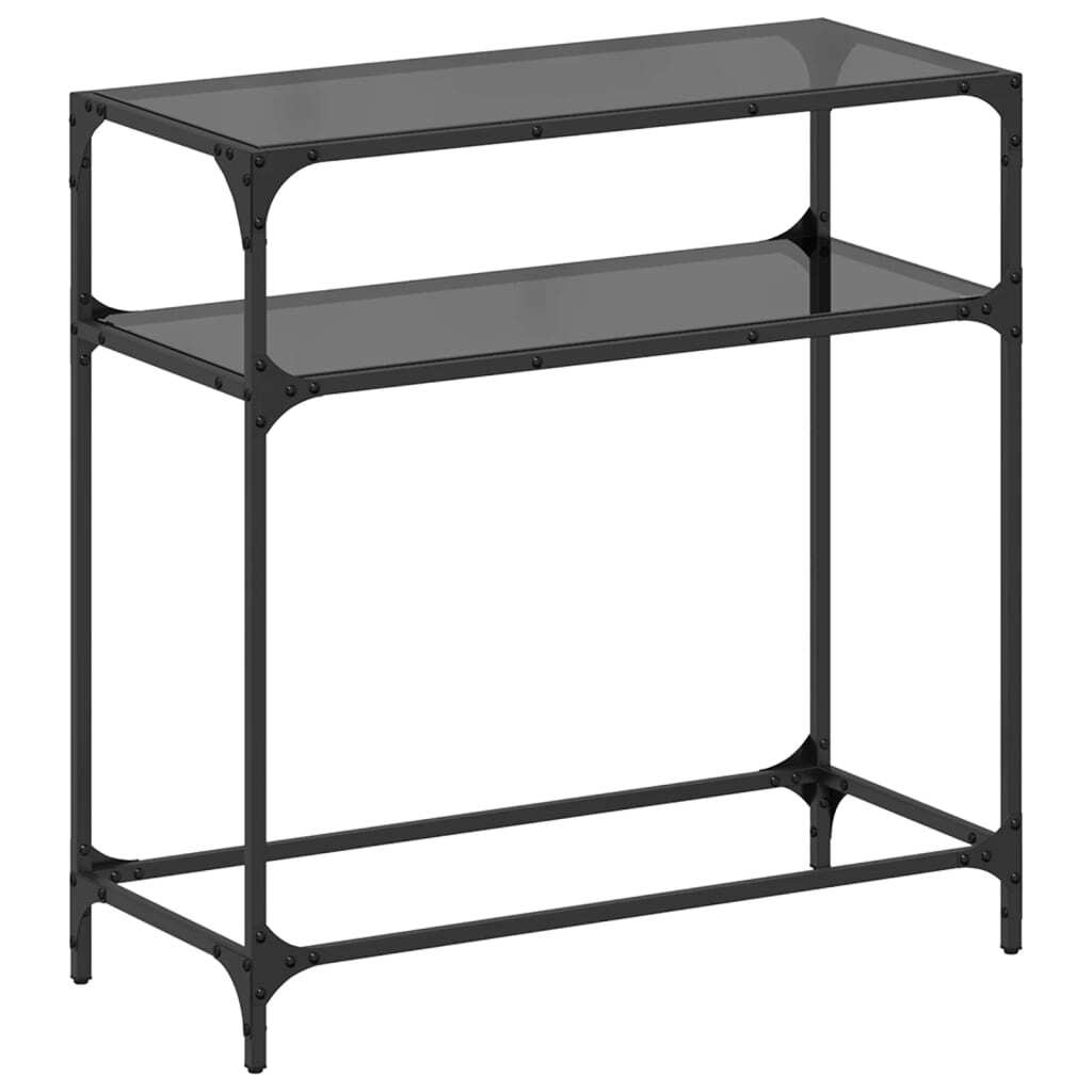 Console Table with Black Glass Top 80x35x81 cm Steel