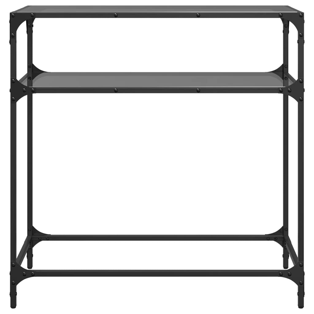 Console Table with Black Glass Top 80x35x81 cm Steel