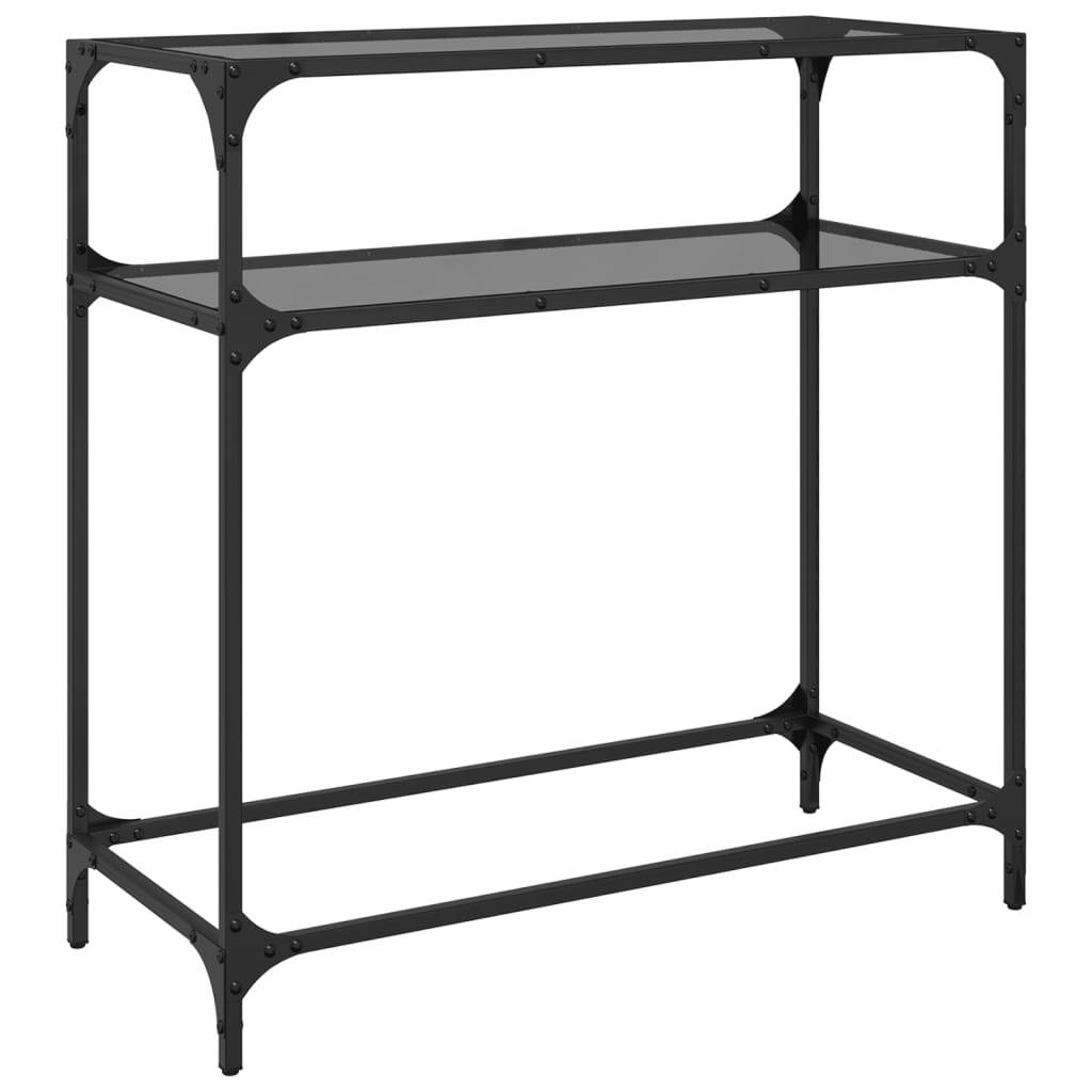 Console Table with Black Glass Top 80x35x81 cm Steel