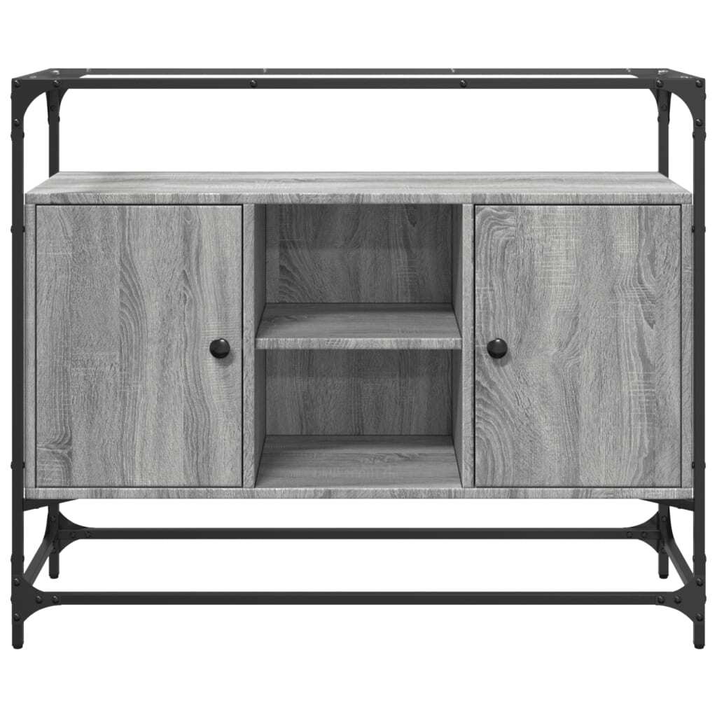 Sideboard with Glass Top Grey Sonoma 98x35x81 cm Engineered Wood