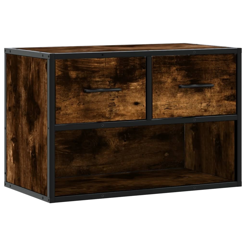 TV Cabinet Smoked Oak 60x31x39.5 cm Wood and Metal