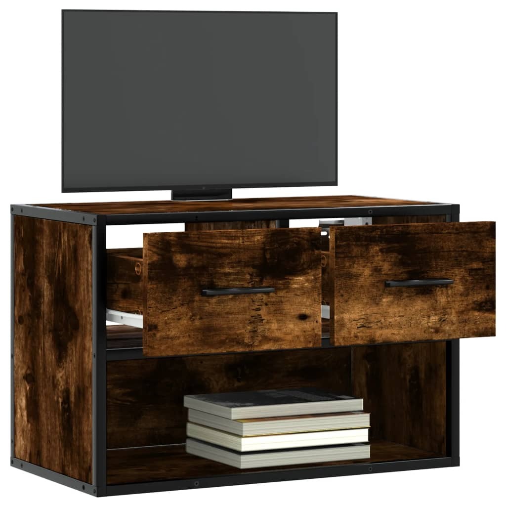 TV Cabinet Smoked Oak 60x31x39.5 cm Wood and Metal