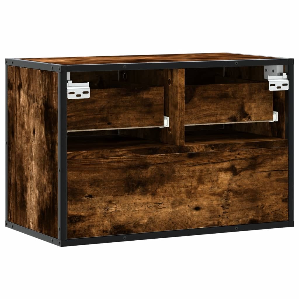 TV Cabinet Smoked Oak 60x31x39.5 cm Wood and Metal