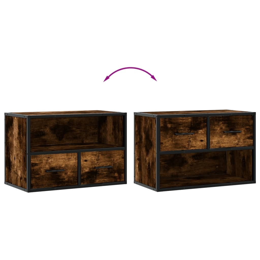 TV Cabinet Smoked Oak 60x31x39.5 cm Wood and Metal