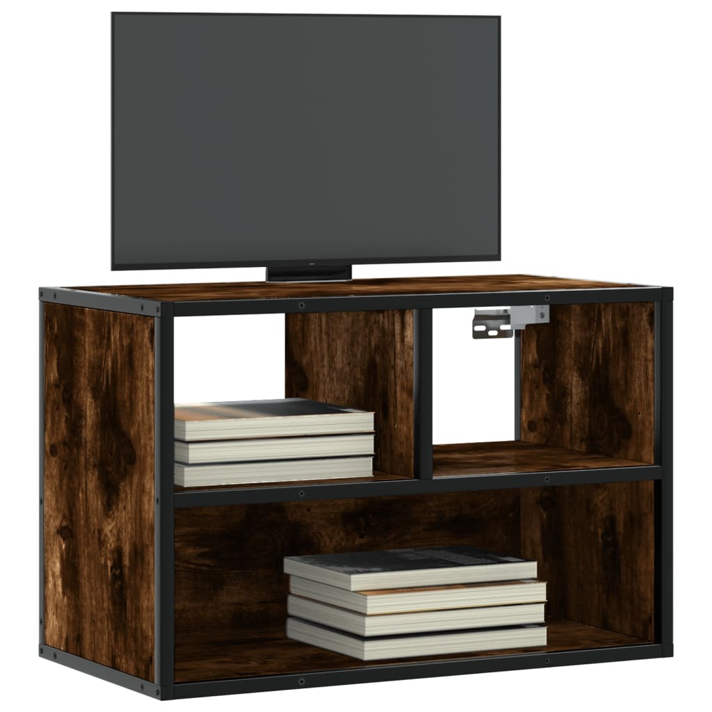 TV Cabinet Smoked Oak 60x31x39.5 cm Engineered Wood and Metal
