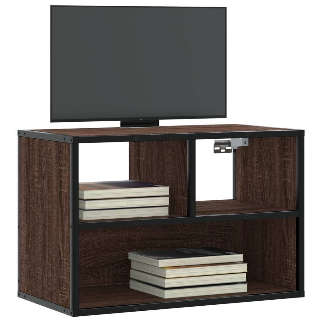 TV Cabinet Brown Oak 60x31x39.5 cm Engineered Wood and Metal