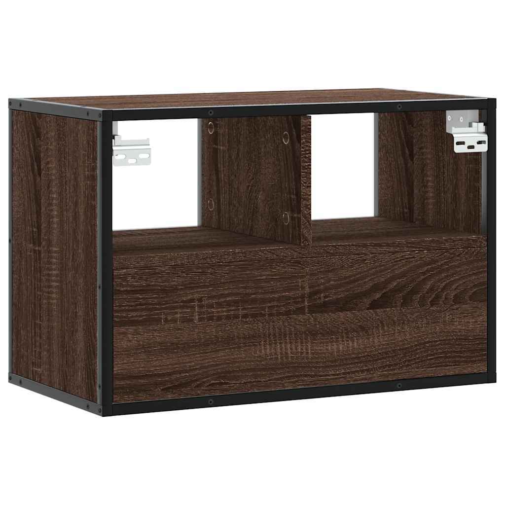 TV Cabinet Brown Oak 60x31x39.5 cm Engineered Wood and Metal