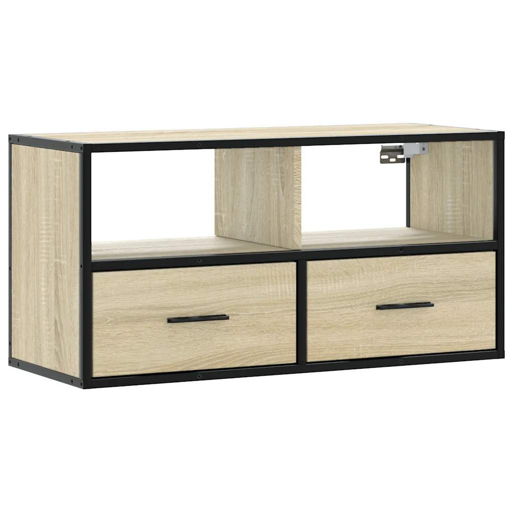 TV Cabinet Sonoma Oak 80x31x39.5 cm Engineered Wood and Metal